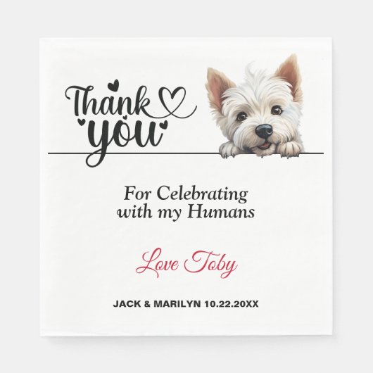 West Highland White Terrier Wedding Vielen Dank Serviette (Vorderseite)
