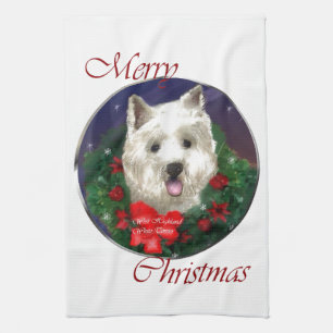 West Highland White Terrier Weihnachten Geschirrtuch