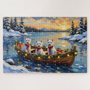 West Highland White Terrier Weihnachtsboot Feierta Puzzle