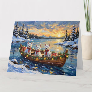 West Highland White Terrier Weihnachtsboot Urlaub Karte