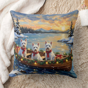 West Highland White Terrier Weihnachtsboot Urlaub Kissen