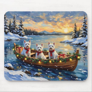 West Highland White Terrier Weihnachtsboot Urlaub Mousepad
