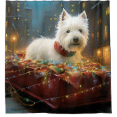 West Highland White Terrier Weihnachtsfest Duschvorhang (Vorderseite)