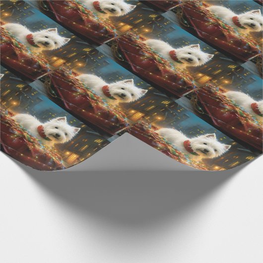 West Highland White Terrier Weihnachtsfest Geschenkpapier (Ecke)