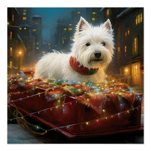 West Highland White Terrier Weihnachtsfest Poster (Vorderseite)