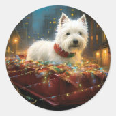 West Highland White Terrier Weihnachtsfest Runder Aufkleber (Vorderseite)