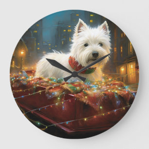 West Highland White Terrier Weihnachtsfestlich Große Wanduhr