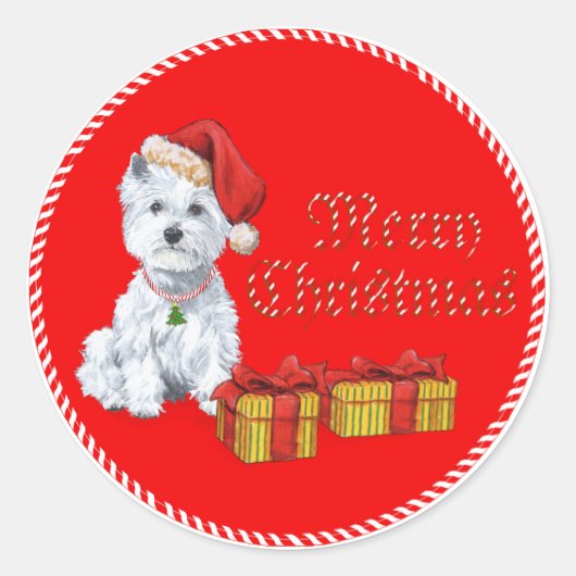 West Highland White Terrier Weihnachtsgeschenke Runder Aufkleber (Vorderseite)