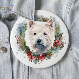 West Highland White Terrier Weihnachtskranz Button
