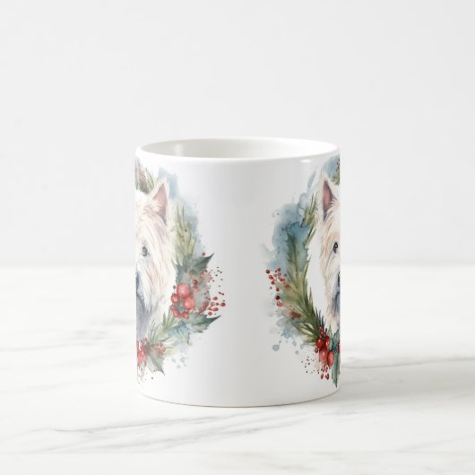 West Highland White Terrier Weihnachtskranz Kaffeetasse (Mittel)