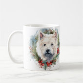 West Highland White Terrier Weihnachtskranz Kaffeetasse (Links)
