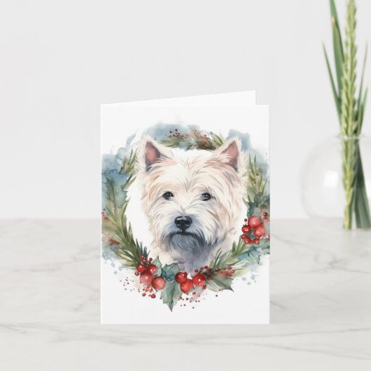 West Highland White Terrier Weihnachtskranz Karte (Vorderseite)