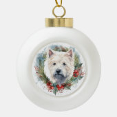 West Highland White Terrier Weihnachtskranz Keramik Kugel-Ornament (Vorderseite)