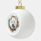 West Highland White Terrier Weihnachtskranz Keramik Kugel-Ornament (Rechts)