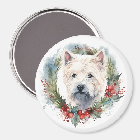 West Highland White Terrier Weihnachtskranz Magnet (Vorderseite/Rückseite)