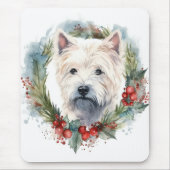 West Highland White Terrier Weihnachtskranz Mousepad (Vorne)