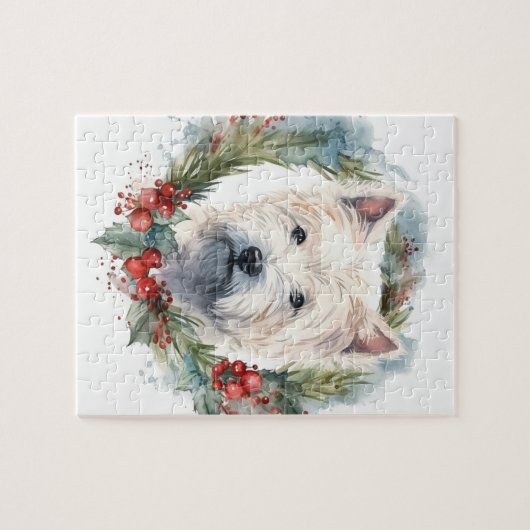 West Highland White Terrier Weihnachtskranz Puzzle (Horizontal)