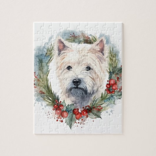 West Highland White Terrier Weihnachtskranz Puzzle (Vertikal)
