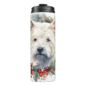 West Highland White Terrier Weihnachtskranz Thermosbecher (Vorderseite)