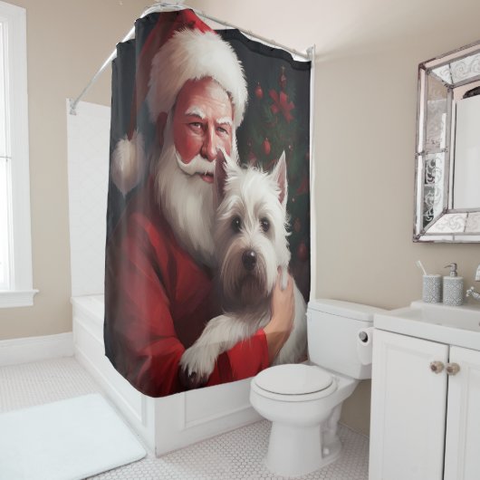 West Highland White Terrier Weihnachtsmann Duschvorhang (Beispiel)