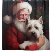 West Highland White Terrier Weihnachtsmann Duschvorhang (Vorderseite)