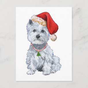 West Highland White Terrier Weihnachtsmann Feiertagspostkarte