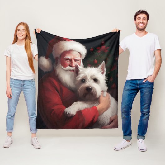 West Highland White Terrier Weihnachtsmann Fleecedecke (Beispiel)
