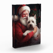 West Highland White Terrier Weihnachtsmann Fotoblock (Links)