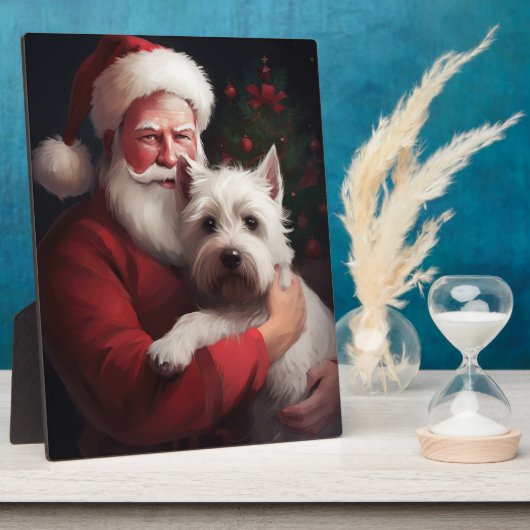 West Highland White Terrier Weihnachtsmann Fotoplatte (Seite)