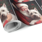 West Highland White Terrier Weihnachtsmann Geschenkpapier (Rolleneckpunkt)