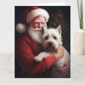 West Highland White Terrier Weihnachtsmann Karte (Vorderseite)