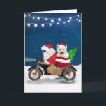 West Highland White Terrier Weihnachtsmann Karte<br><div class="desc">Ein Weihnachtsmann,  der mit dem Fahrrad Weihnachtsbaum und den White Terrier Hund aus dem West Highland als Geschenk liefert,  ist eine ideale Weihnachtsgeschenkidee für jemanden,  der diese Hundin züchtet.</div>