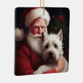 West Highland White Terrier Weihnachtsmann Keramikornament (Rechts)