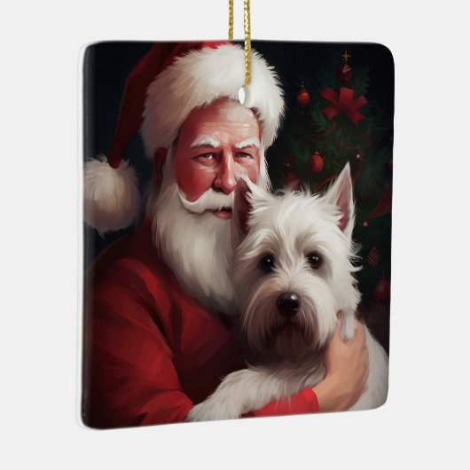 West Highland White Terrier Weihnachtsmann Keramikornament (Rechts)