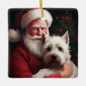 West Highland White Terrier Weihnachtsmann Keramikornament (Vorderseite)