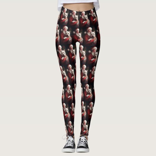 West Highland White Terrier Weihnachtsmann Leggings (Vorderseite)