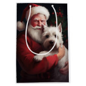 West Highland White Terrier Weihnachtsmann Mittlere Geschenktüte (Vorderseite)