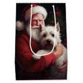 West Highland White Terrier Weihnachtsmann Mittlere Geschenktüte (Rückseite)