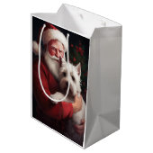 West Highland White Terrier Weihnachtsmann Mittlere Geschenktüte (Rückseite Schrägansicht)
