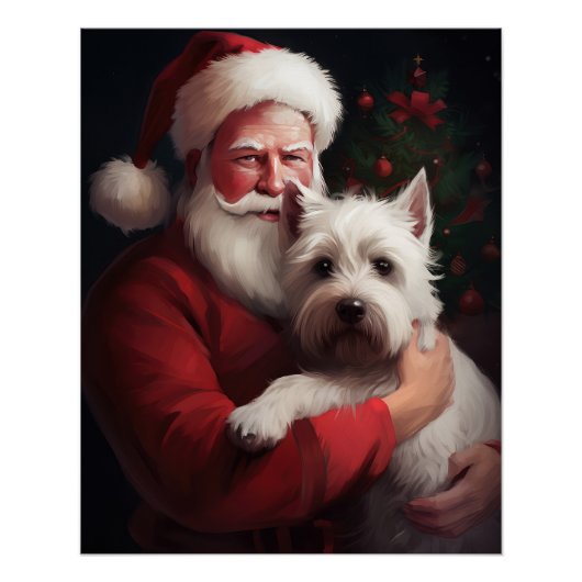 West Highland White Terrier Weihnachtsmann Poster (Vorderseite)