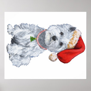 West Highland White Terrier Weihnachtsmann Poster