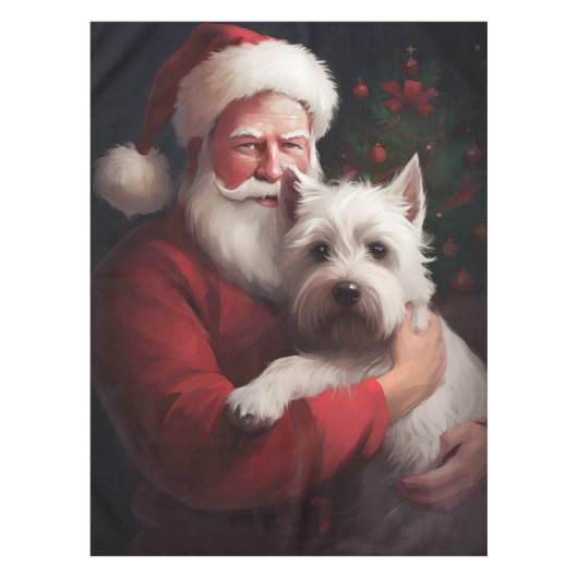 West Highland White Terrier Weihnachtsmann Tischdecke (Vorderseite)