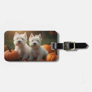 West Highland White Terrier Welpe Herbstkürbis Gepäckanhänger
