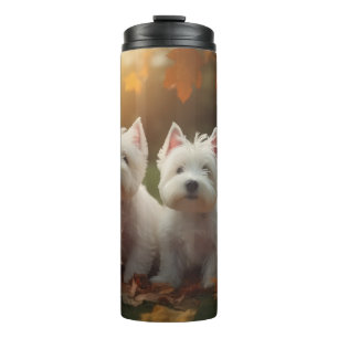 West Highland White Terrier Welpe Herbstkürbis Thermosbecher