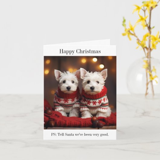 West Highland White Terrier Welppies Weihnachtskar Karte (Gelbe Blume)