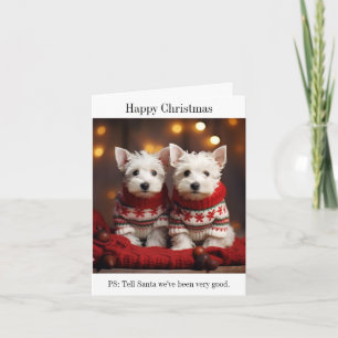 West Highland White Terrier Welppies Weihnachtskar Karte