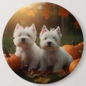 West Highland White Terrier Welppy Autumn Pumpkin Button (Vorderseite)