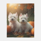 West Highland White Terrier Welppy Autumn Pumpkin Fleecedecke (Vorderseite)