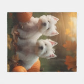 West Highland White Terrier Welppy Autumn Pumpkin Fleecedecke (Vorderseite (Horizontal))