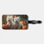 West Highland White Terrier Welppy Autumn Pumpkin Gepäckanhänger (Rückseite horizontal)